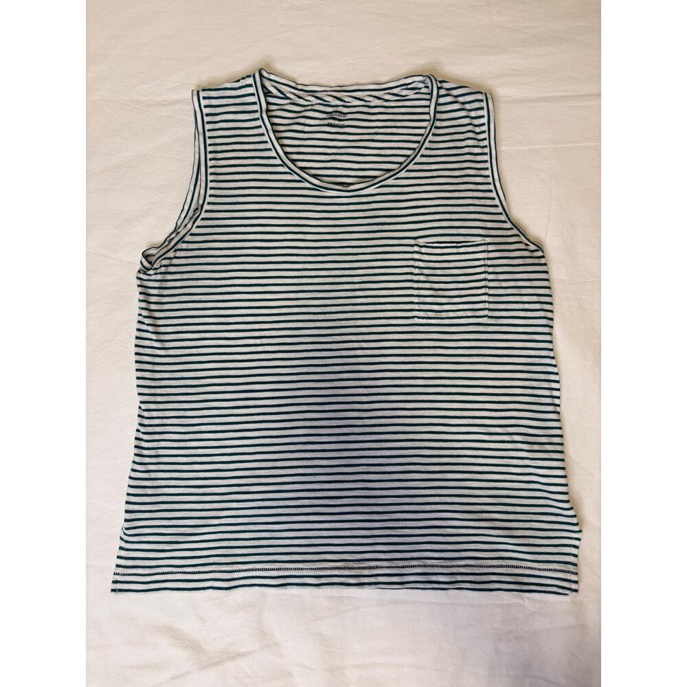 Madewell, Green/White Stripped Tank Size Medium